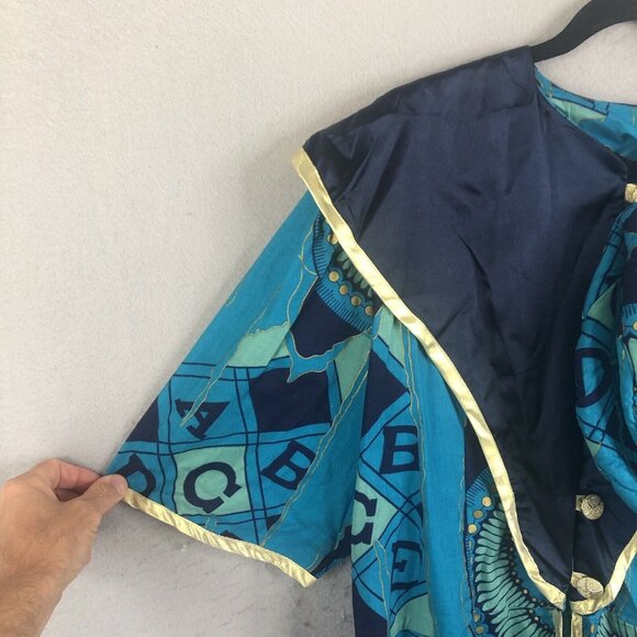 Vintage The African Village Tunic Womens Large Blue Gold Ethnic Tribal Artsy NEW - Picture 16 of 16
